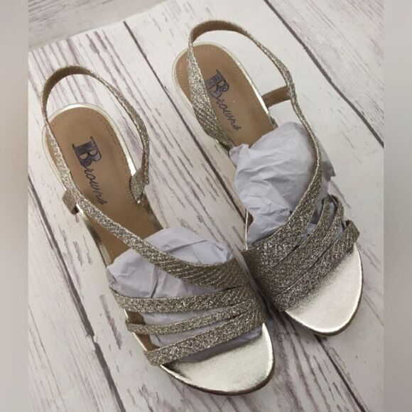 Brown's Formal Silver Gold High Heel Shoes SZ 6 Wedding Party - Picture 9 of 16